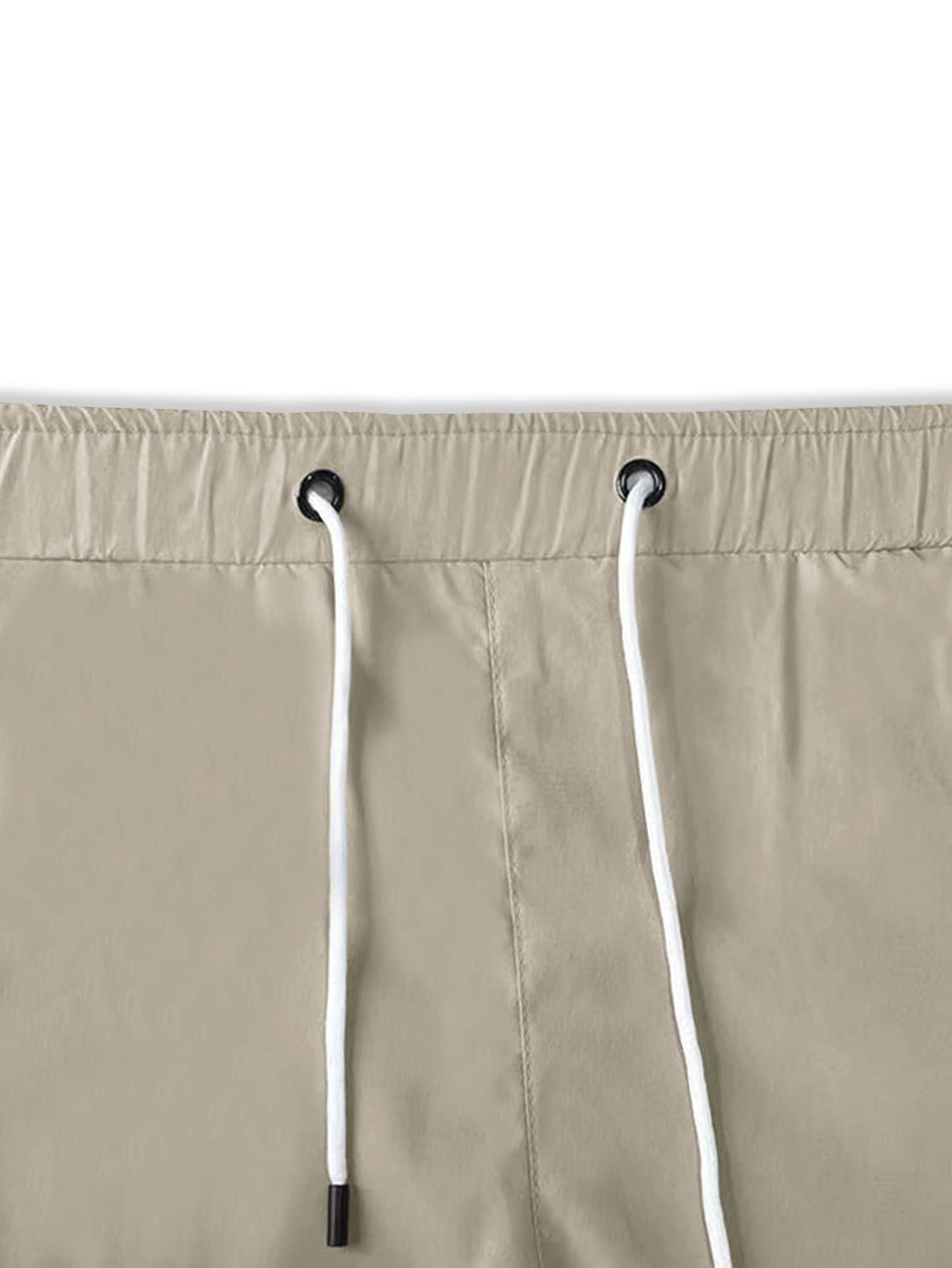 Manfinity Hypemode Loose Fit Men's Shorts With Slant Pockets And Drawstring Waist Khaki