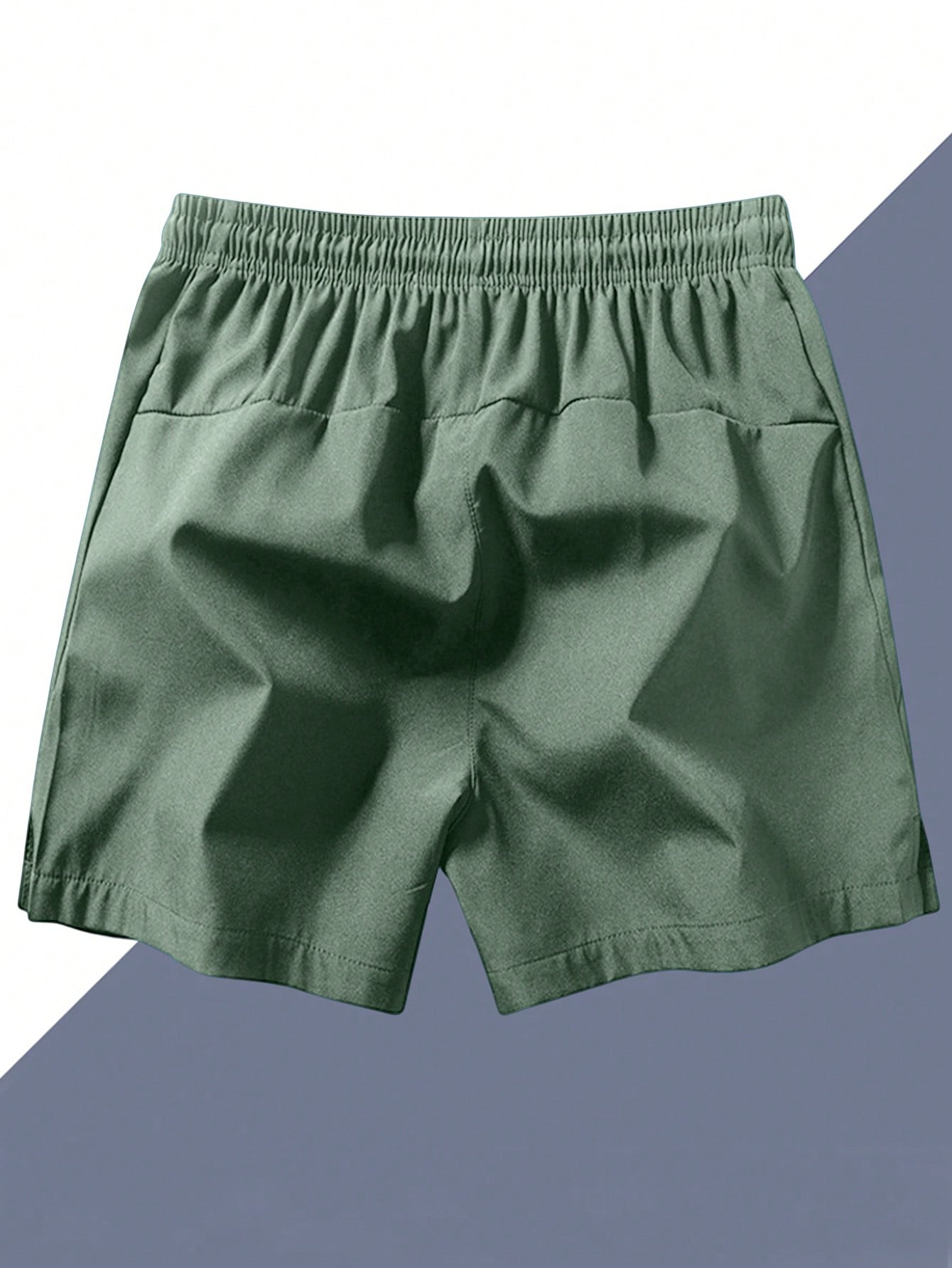 Men Drawstring Waist Shorts Dark Green