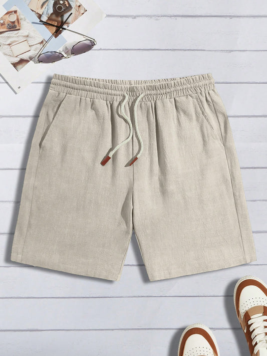 Manfinity Modomio Men Drawstring Waist Slant Pocket Shorts Apricot
