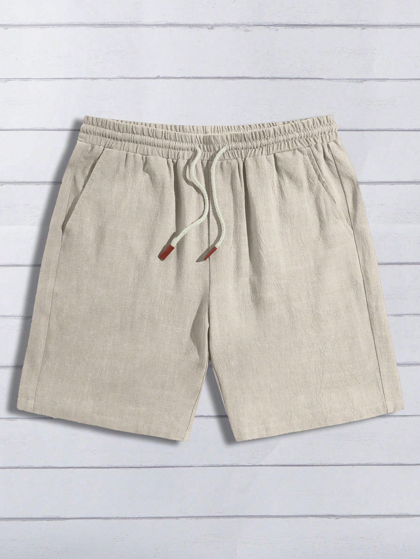 Manfinity Modomio Men Drawstring Waist Slant Pocket Shorts Apricot